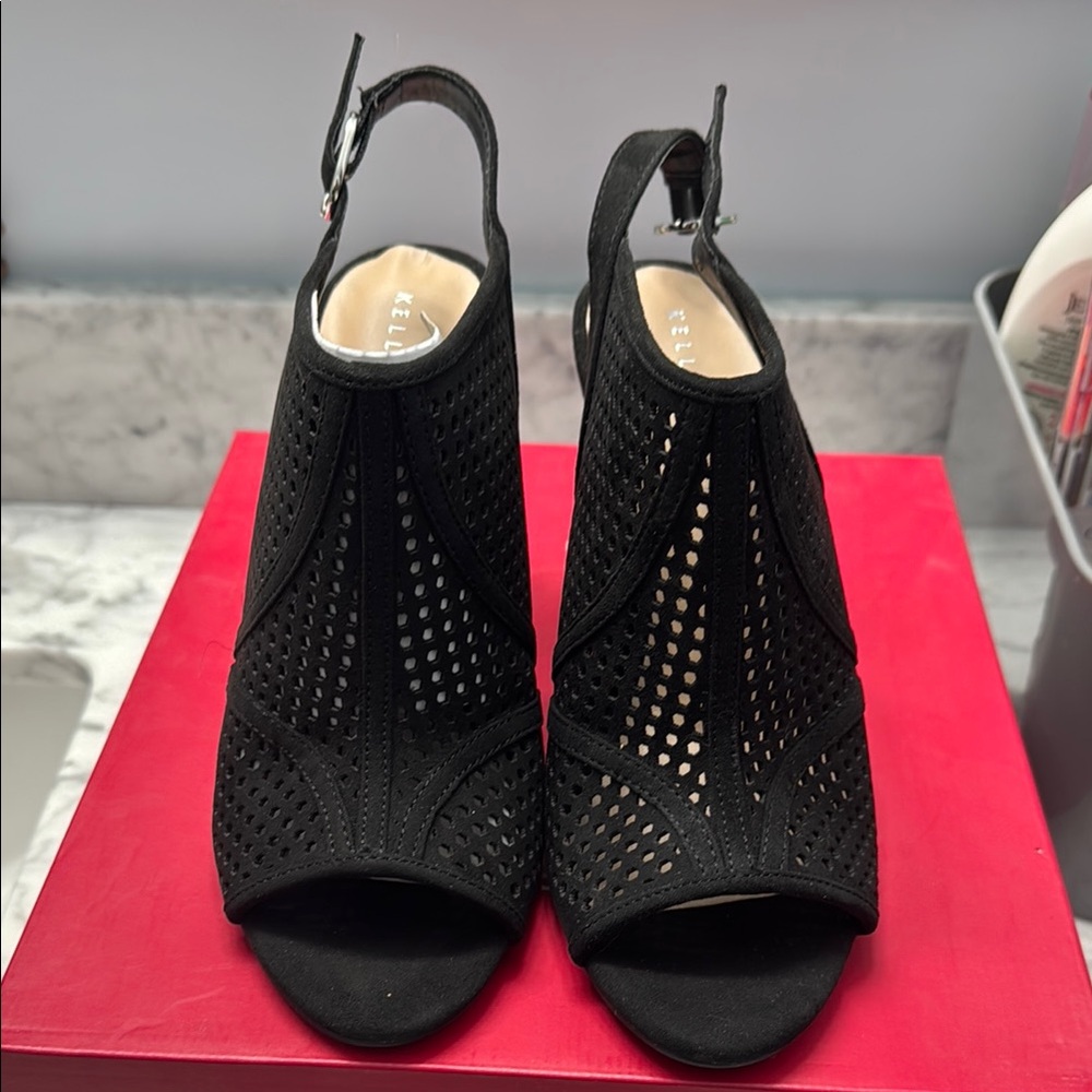 Elegant Black Peep-Toe Heels
